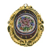Victorian micro mosaic locket pendant