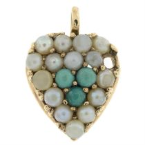 Cultured pearl & gem heart pendant