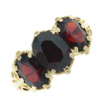 9ct gold garnet three-stone ring