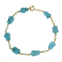 Turquoise & seed pearl bracelet