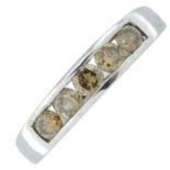 9ct gold coloured diamond half eternity ring