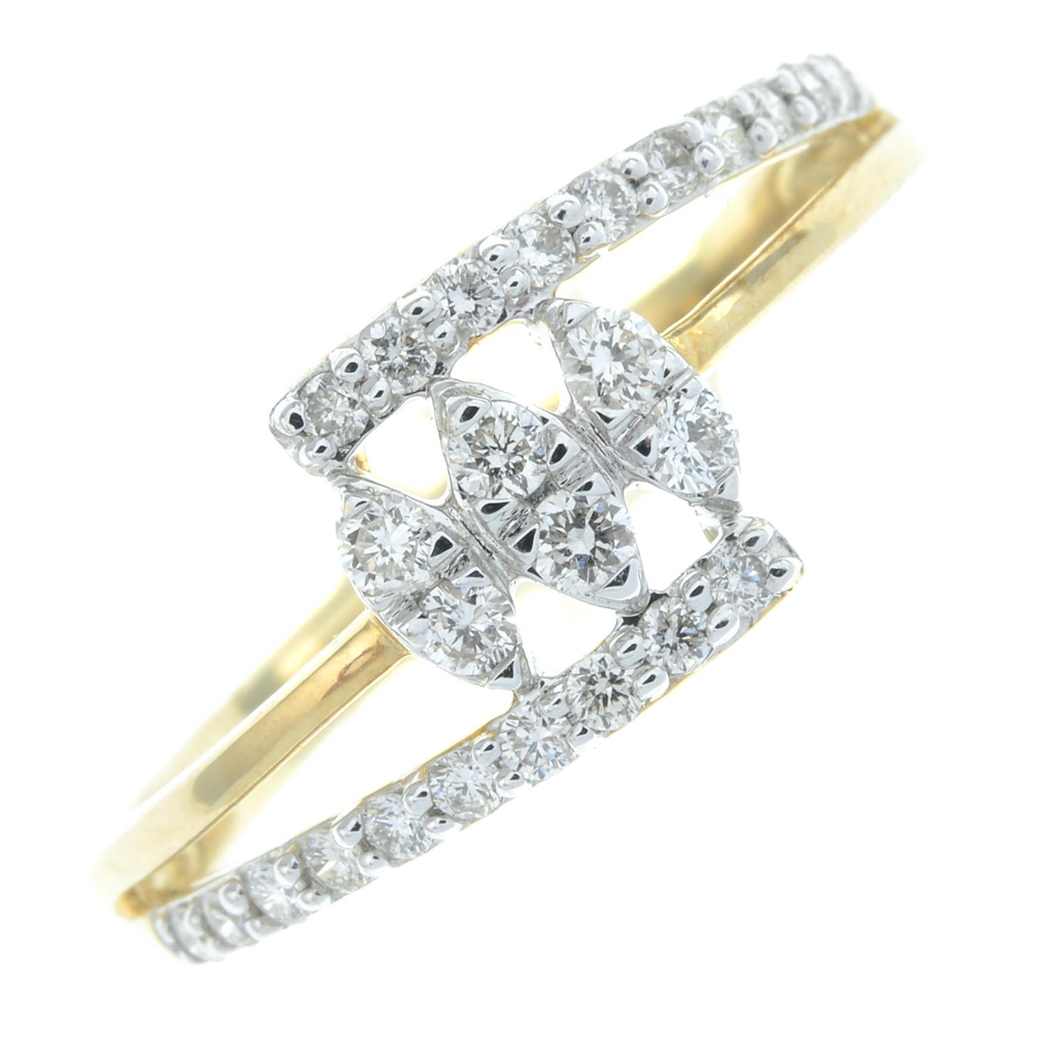 9ct gold diamond crossover dress ring