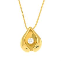 18ct gold diamond pendant, with 18ct gold chain