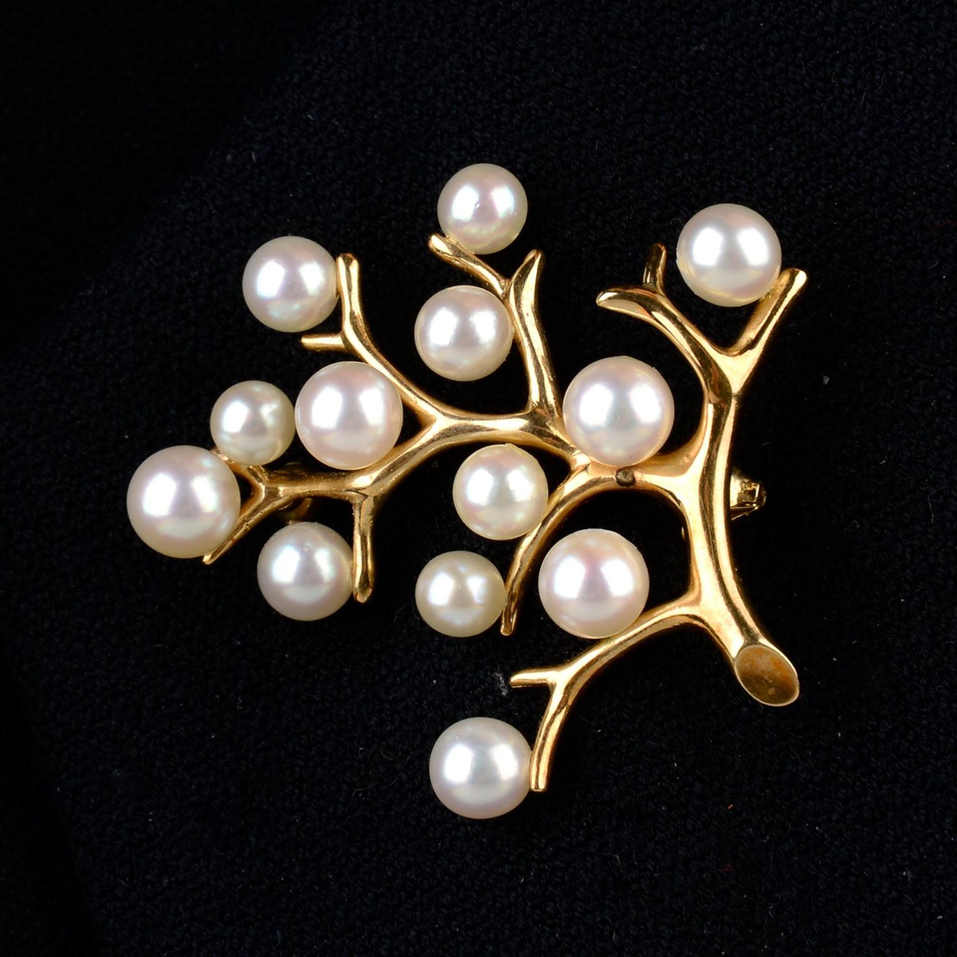 Cultured pearl 'Tree of Life' brooch, by Mikimoto