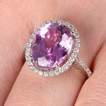 18ct gold kunzite & diamond cluster ring