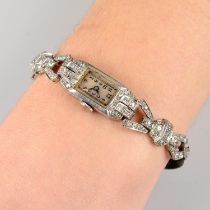 Art Deco platinum diamond watch