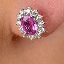 18ct gold pink sapphire & diamond earrings