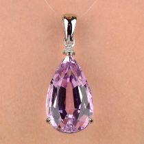 Kunzite and diamond pendant