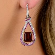 Tourmaline, pink sapphire & diamond earrings