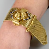 1960s 18ct gold sapphire & diamond buckle watch