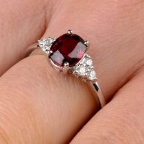 Red spinel and diamond ring