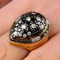 Black gem and diamond ring