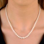 Cultured pearl necklace, 18ct gold clasp, Mikimoto