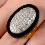 Pavé-set diamond and onyx ring, by Pablo