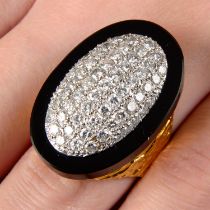 Pavé-set diamond and onyx ring, by Pablo