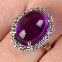 18ct gold amethyst & diamond cluster ring