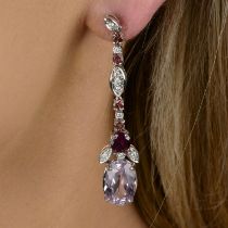 Vari-gem & diamond drop earrings, by Mangiarotti