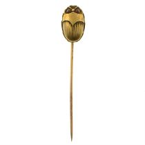 Late 19th century 14ct gold Egyptian Revival beetle stickpin.