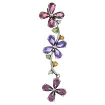 Gem-set floral drop pendant