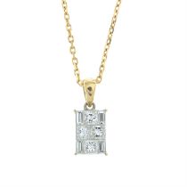 18ct gold vari-cut diamond pendant, with chain