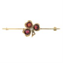 Garnet & diamond shamrock brooch