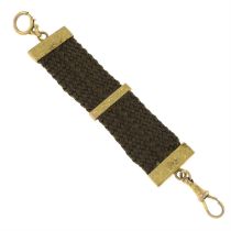 Victorian gold woven hair fob chain