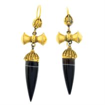 Banded agate drop earrings