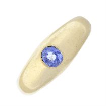 Synthetic sapphire single-stone ring