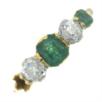 Emerald & diamond five-stone ring, AF
