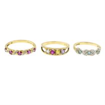 Three gem-set rings