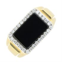 18ct gold onyx & diamond signet ring