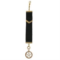 Early 20th century fabric watch chain, suspending a masonic fob