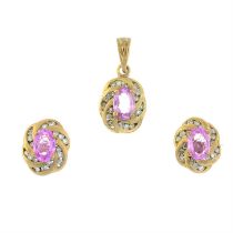 Sapphire & diamond pendant & earrings