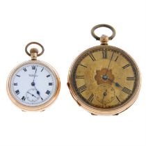 An open face pocket watch (45mm) together with an open face pocket watch by Waltham.