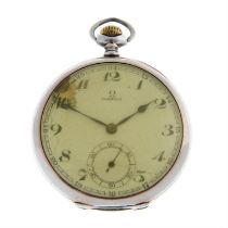 An open face pocket watch by Omega, 48mm.