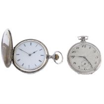 A full hunter pocket watch by Invar (50mm) with another pocket watch.
