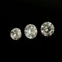 Three brilliant-cut diamonds, 0.78ct