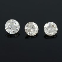 Three brilliant-cut diamonds, 1.27ct