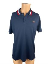 Paul & Shark Navy Short Sleeve Polo Top with Red & White Collar - Size M - RRP £249.00