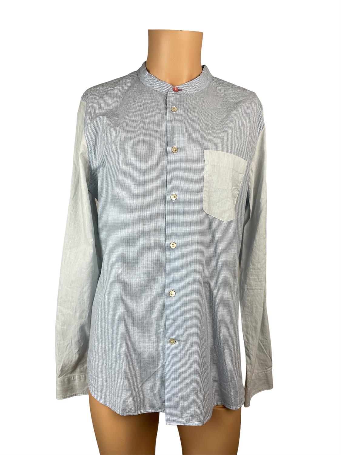 Paul Smith Cotton Collarless Long Sleeve Shirt - Blue - Size XL - 908TM - RRP £169