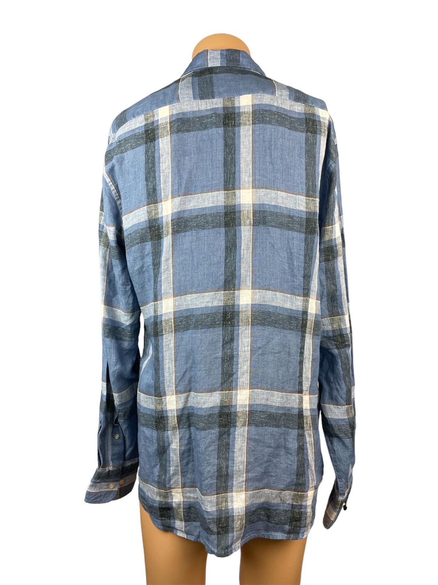 Thomas Maine Blue Check Long Sleeve Shirt - Size 15 1/2 - RRP £179.00 - Image 2 of 2