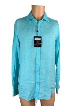 Paul & Shark Linen Shirt - Sky - Size 16.5'' - 23413166J - RRP £359