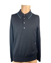 Paul Smith Merino Wool Long Sleeve Knitted Polo Shirt - Black - Size M - 113U-G21318 - RRP £210