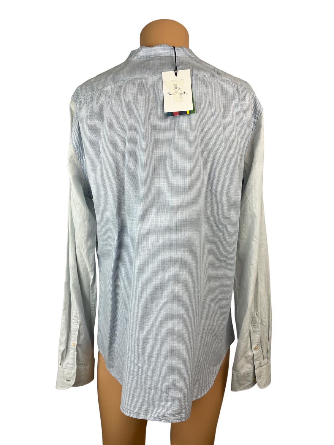 Paul Smith Cotton Collarless Long Sleeve Shirt - Blue - Size XL - 908TM - RRP £169 - Image 2 of 2