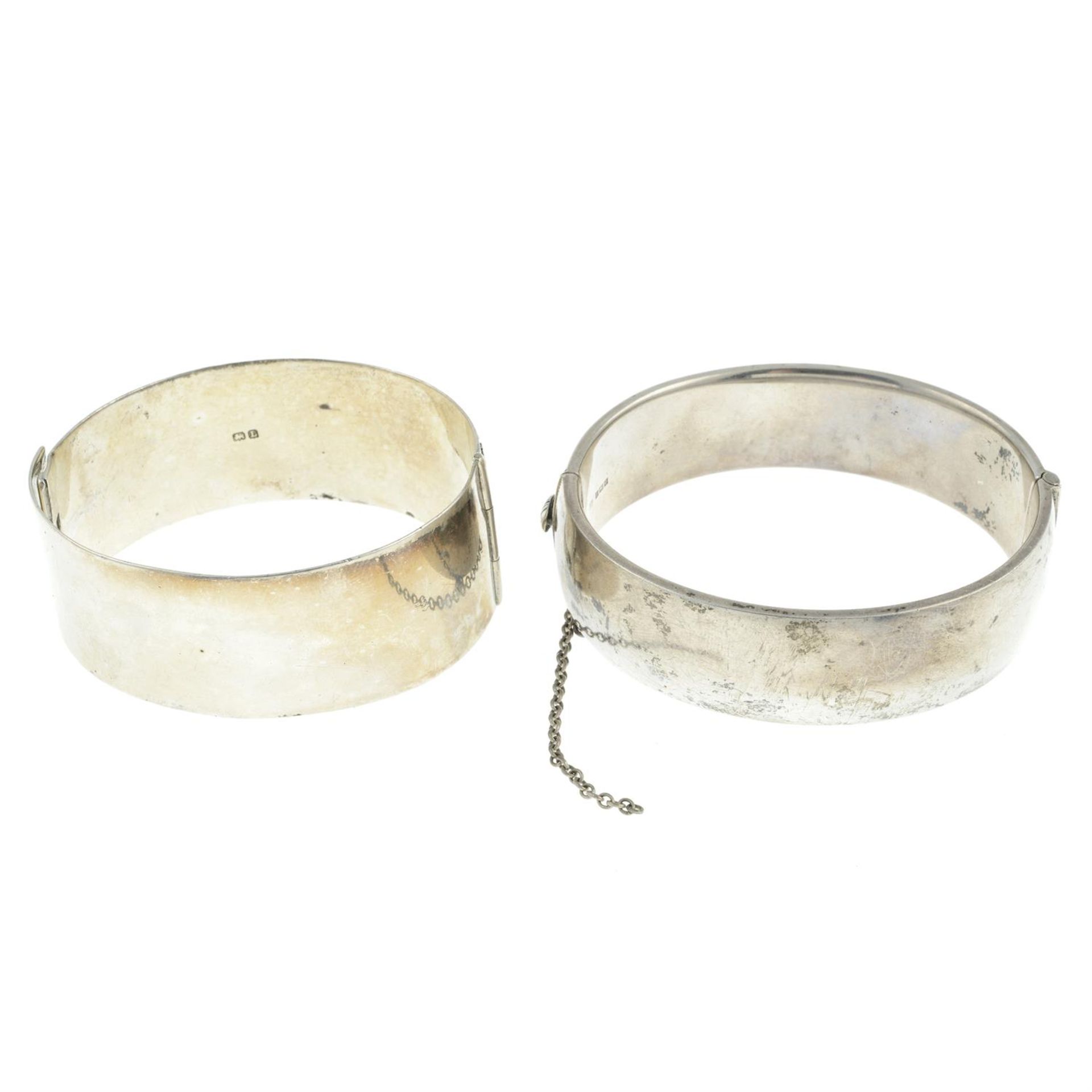 Two mid 20th century silver bangles. - Image 2 of 2