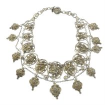 19th century silver deity necklace