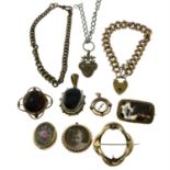 Assorted selection of 19th century & late gilt jewellery
