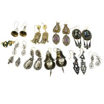 Eleven pairs of early 20th & later earrings