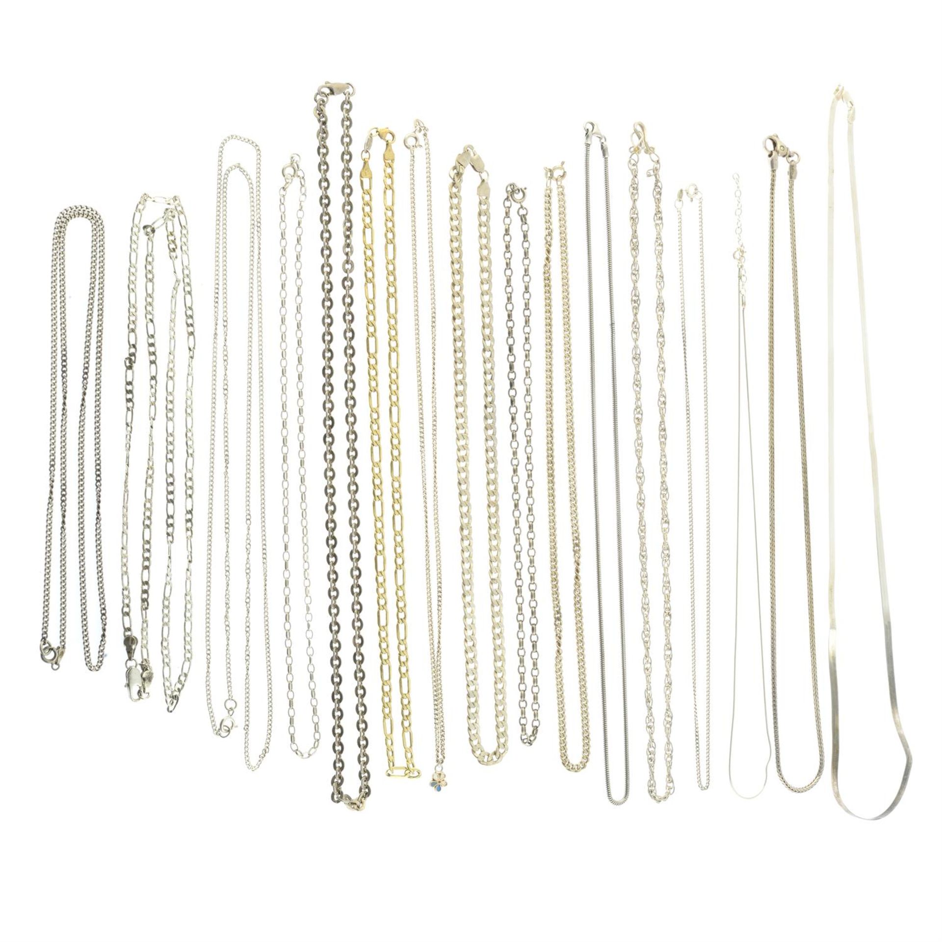 Assorted mostly white metal chains