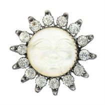Late 19th century mother-of-pearl & paste man in the moon brooch
